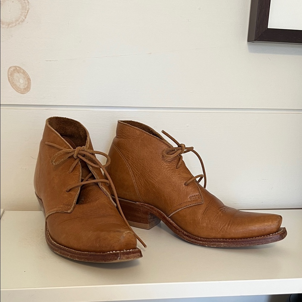 Cobra rock marfa Texas Women’s Tan Leather Ankle Boots -Lace-Up $576